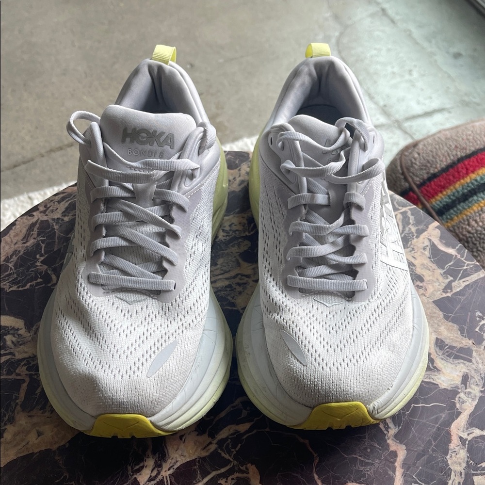 Hoka Women’s Athletic Shoes in White and Yellow